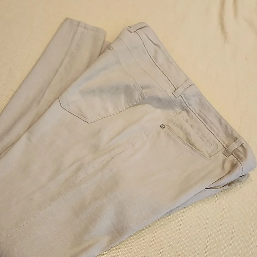 Tommy Bahama Men's Beige Casual Linen Flat Front Pants, 35